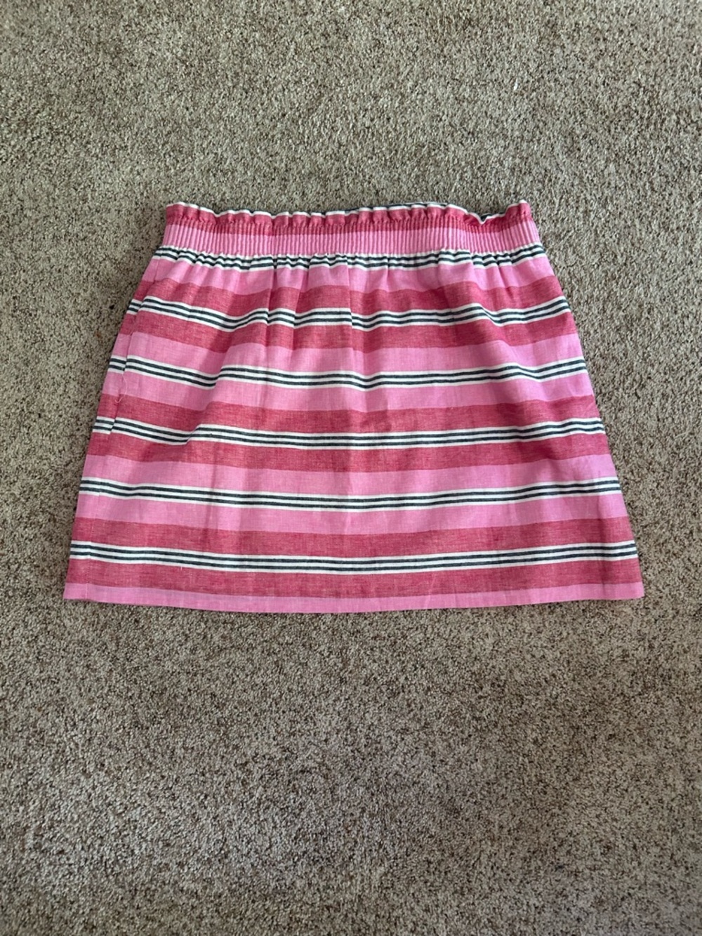 NWT J. Crew Pink Striped Elastic Waist Mini Skirt